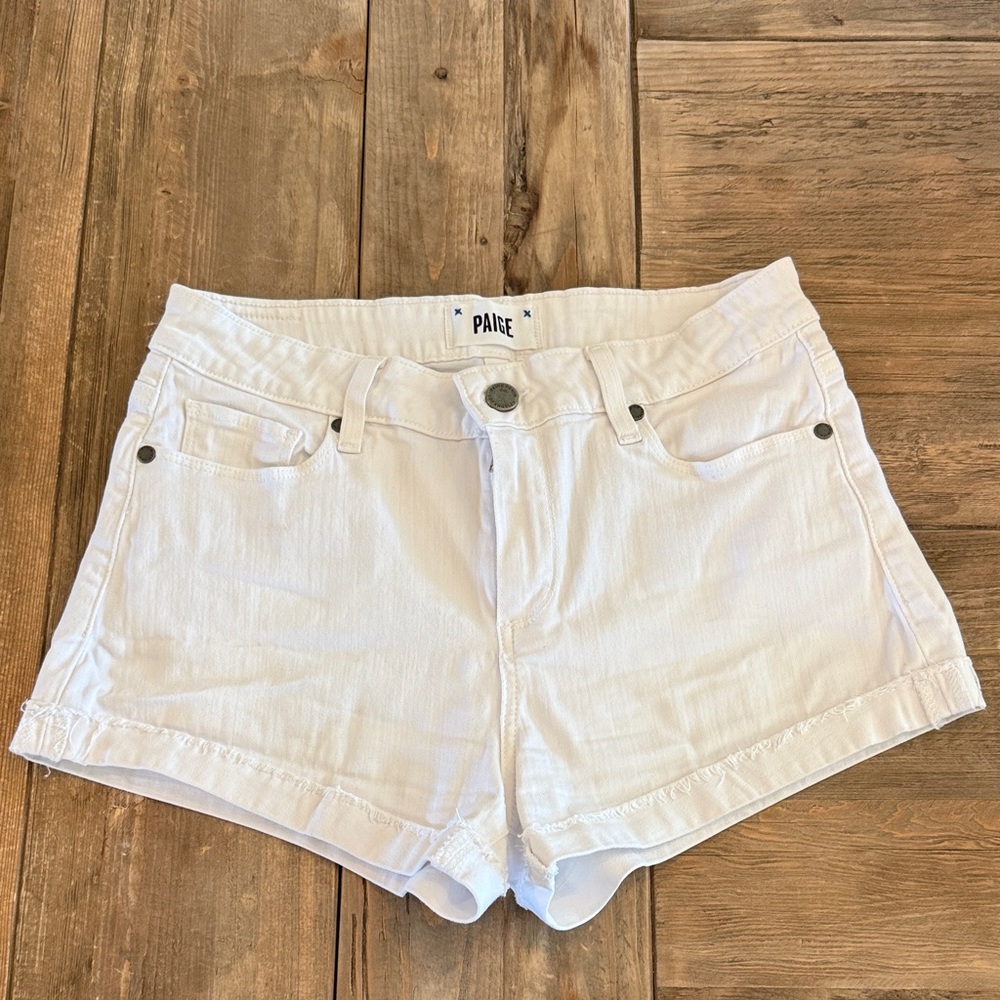 PAIGE Women's Jimmy Jimmy White Denim Jean Shorts 26